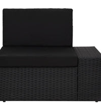 9-tlg. Garten-Lounge-Set mit Kissen Schwarz Poly Rattan