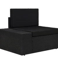 9-tlg. Garten-Lounge-Set mit Kissen Schwarz Poly Rattan