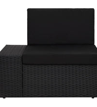 9-tlg. Garten-Lounge-Set mit Kissen Schwarz Poly Rattan