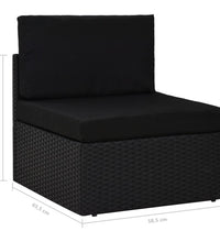 9-tlg. Garten-Lounge-Set mit Kissen Schwarz Poly Rattan