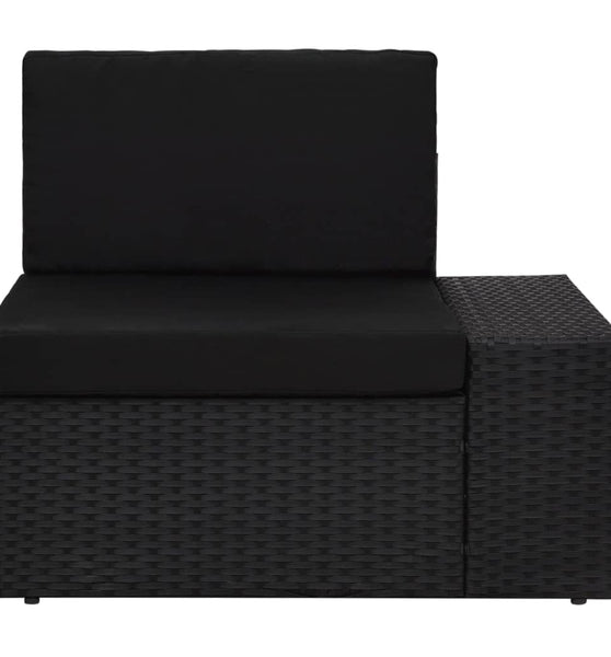 5-tlg. Garten-Lounge-Set mit Kissen Schwarz Poly Rattan