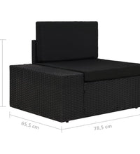 5-tlg. Garten-Lounge-Set mit Kissen Schwarz Poly Rattan