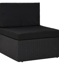 6-tlg. Garten-Lounge-Set mit Kissen Schwarz Poly Rattan