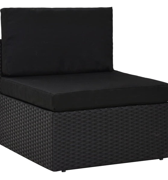 6-tlg. Garten-Lounge-Set mit Kissen Schwarz Poly Rattan