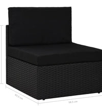 6-tlg. Garten-Lounge-Set mit Kissen Schwarz Poly Rattan