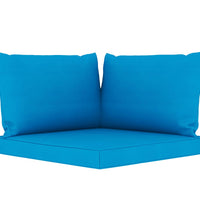 Garten-Palettensofa 2-Sitzer mit Kissen in Hellblau Kiefernholz