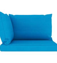 Garten-Palettensofa 2-Sitzer mit Kissen in Hellblau Kiefernholz