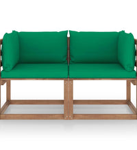 Garten-Palettensofa 2-Sitzer mit Kissen in Grün Kiefernholz
