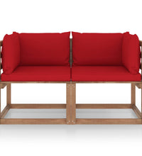 Garten-Palettensofa 2-Sitzer mit Kissen in Rot Kiefernholz