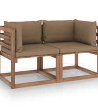 Garten-Palettensofa 2-Sitzer mit Kissen in Taupe Kiefernholz