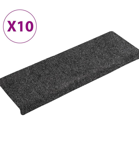 Treppenmatten 10 Stk. Grau 65x21x4 cm Nadelvlies