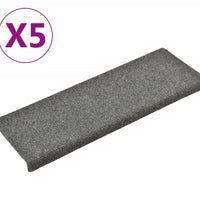 Treppenmatten 5 Stk. Hellgrau 65x21x4 cm Nadelvlies