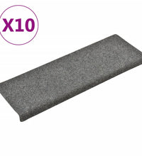 Treppenmatten 10 Stk. Hellgrau 65x21x4 cm Nadelvlies