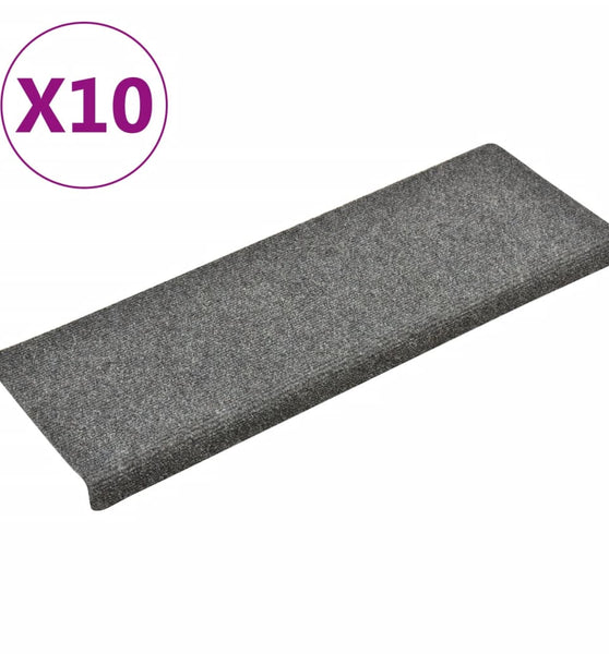 Treppenmatten 10 Stk. Hellgrau 65x21x4 cm Nadelvlies