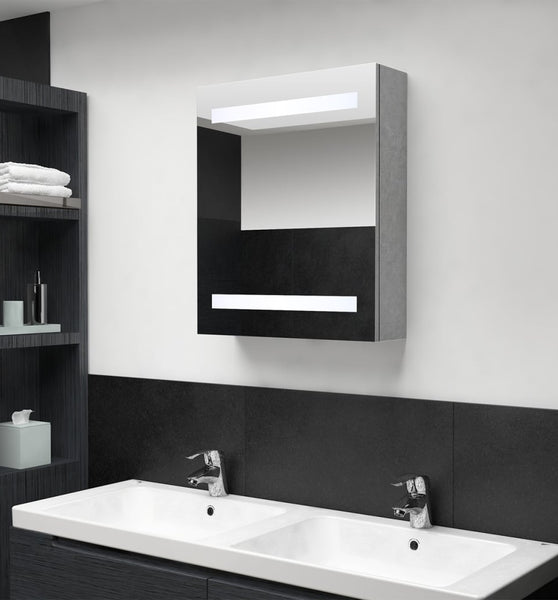 LED-Bad-Spiegelschrank Betongrau 50x14x60 cm