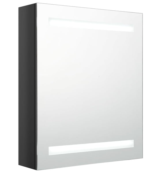LED-Bad-Spiegelschrank Glänzendes Schwarz 50x14x60 cm