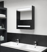 LED-Bad-Spiegelschrank Glänzendes Schwarz 50x14x60 cm