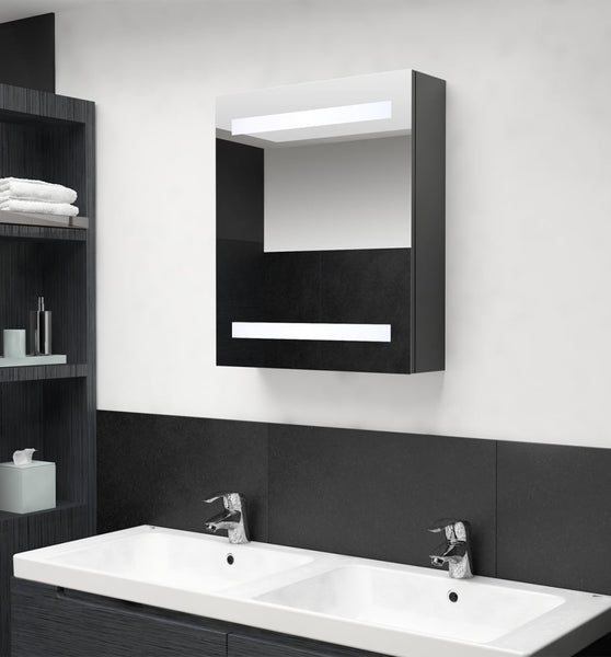 LED-Bad-Spiegelschrank Grau 50x14x60 cm