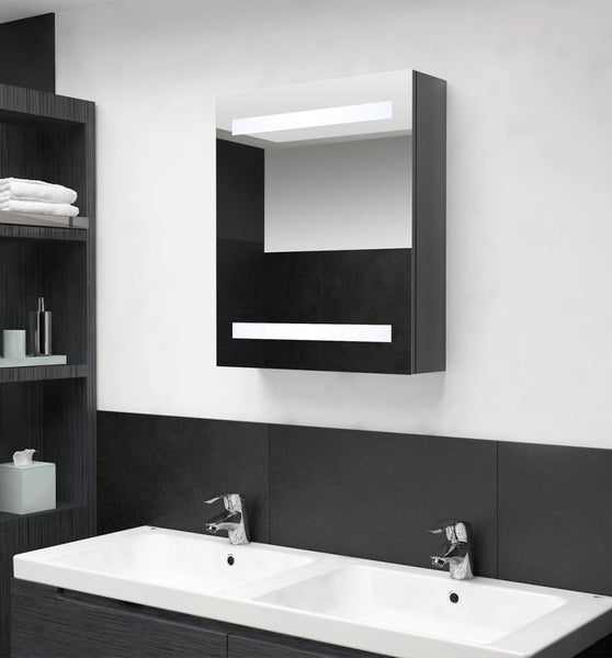LED-Spiegelschrank fürs Bad Glänzend Grau 50x14x60 cm