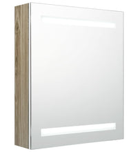 LED-Bad-Spiegelschrank Weiß und Eichen-Optik 50x14x60 cm