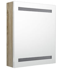 LED-Bad-Spiegelschrank Weiß und Eichen-Optik 50x14x60 cm