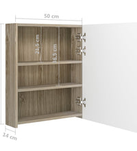 LED-Bad-Spiegelschrank Weiß und Eichen-Optik 50x14x60 cm