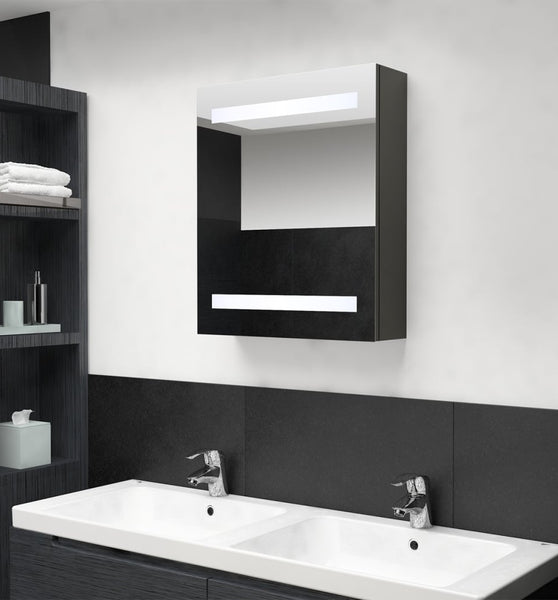 LED-Bad-Spiegelschrank Anthrazit 50x14x60 cm