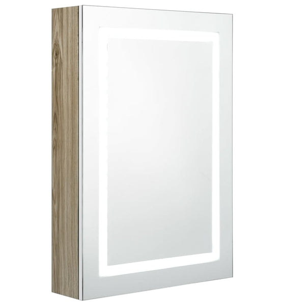 LED-Spiegelschrank fürs Bad Weiß und Eichen-Optik 50x13x70 cm