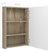 LED-Spiegelschrank fürs Bad Weiß und Eichen-Optik 50x13x70 cm