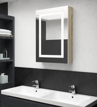 LED-Spiegelschrank fürs Bad Weiß und Eichen-Optik 50x13x70 cm