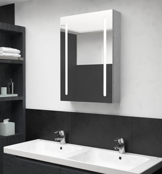 LED-Spiegelschrank fürs Bad Betongrau 50x13x70 cm