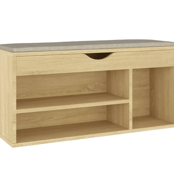 Schuhbank mit Kissen Sonoma-Eiche 104x30x49 cm Holzwerkstoff