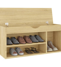 Schuhbank mit Kissen Sonoma-Eiche 104x30x49 cm Holzwerkstoff