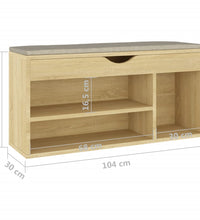 Schuhbank mit Kissen Sonoma-Eiche 104x30x49 cm Holzwerkstoff