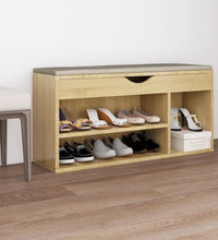 Schuhbank mit Kissen Sonoma-Eiche 104x30x49 cm Holzwerkstoff