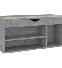 Schuhbank mit Kissen Betongrau 104x30x49 cm Holzwerkstoff