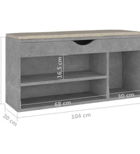 Schuhbank mit Kissen Betongrau 104x30x49 cm Holzwerkstoff