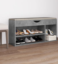 Schuhbank mit Kissen Betongrau 104x30x49 cm Holzwerkstoff