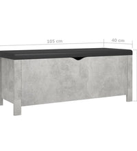 Sitzbank mit Stauraum und Kissen Betongrau 105x40x45cm