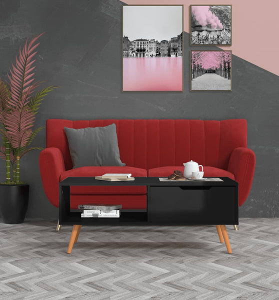 Couchtisch Hochglanz-Schwarz 100x49,5x43 cm Holzwerkstoff