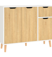 Sideboard Weiß und Sonoma-Eiche 90x30x72 cm Holzwerkstoff