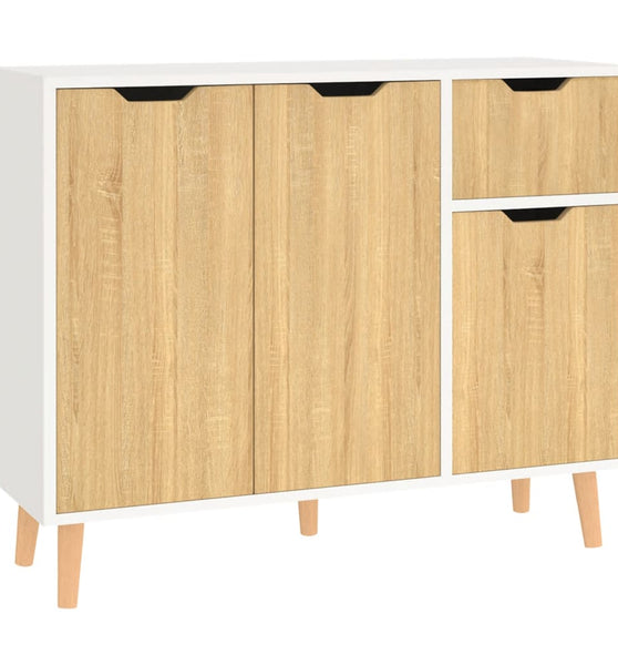Sideboard Weiß und Sonoma-Eiche 90x30x72 cm Holzwerkstoff