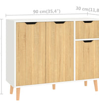 Sideboard Weiß und Sonoma-Eiche 90x30x72 cm Holzwerkstoff