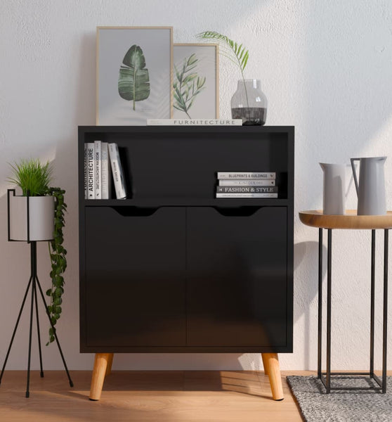 Sideboard Hochglanz-Schwarz 60x30x72 cm Holzwerkstoff