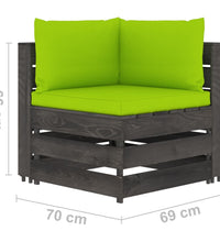 5-tlg. Garten-Lounge-Set mit Kissen Grau Imprägniertes Holz