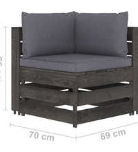 6-tlg. Garten-Lounge-Set mit Kissen Grau Imprägniertes Holz