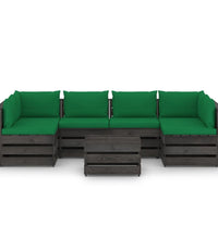 7-tlg. Garten-Lounge-Set mit Kissen Grau Imprägniertes Holz