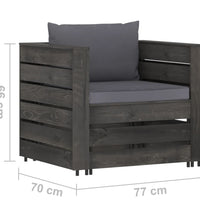 6-tlg. Garten-Lounge-Set mit Kissen Grau Imprägniertes Holz