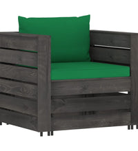 6-tlg. Garten-Lounge-Set mit Kissen Grau Imprägniertes Holz