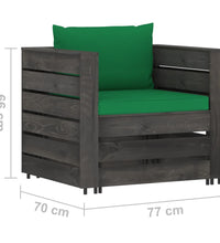 6-tlg. Garten-Lounge-Set mit Kissen Grau Imprägniertes Holz